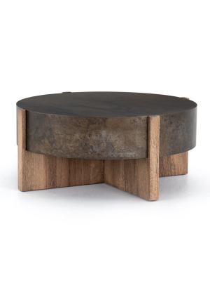 Bingham Coffee Table - Distressed Iron And Rustic Oak