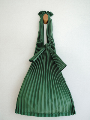 Small Pleated Pleco Tote Bag - Dark Green