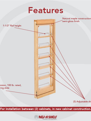 Rev-a-shelf 432-wf39-3c 3 Inch Wide 39 Inch Tall Pull Out Shelf Between Cabinet Wall Filler Kitchen Storage Organizer Unit