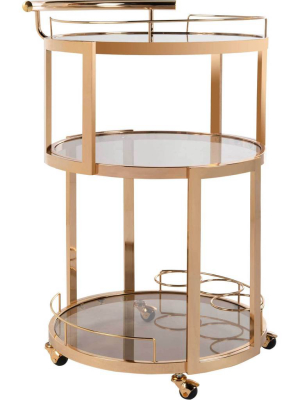 Ricky 3 Tier Round Bar Cart And Wine Rack Gold/tinted Glass