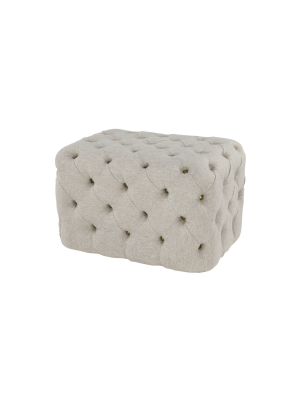 Linen Tufted Ottoman Bench Beige - Olivia & May