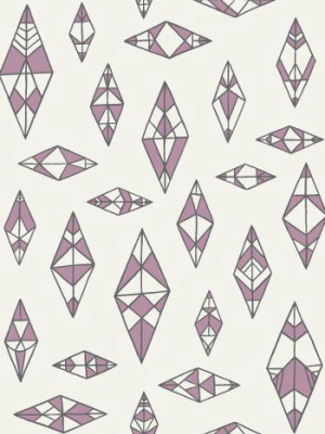 Indian Summer Wallpaper In Cream, Lilac, And Charcoal By Thatcher Studio