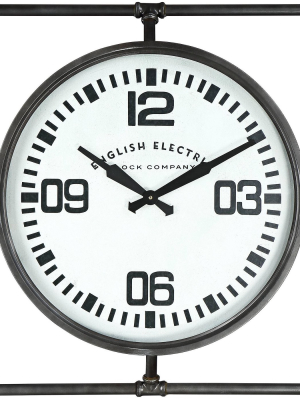 River Parks Studio English Electric 24 3/4" Wide Square Metal Wall Clock