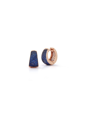 Lytton 18k Rose Gold And All Blue Sapphire Tapering Hoop Earrings