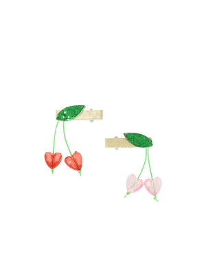 Meri Meri - Cherry Bead Hair Clips - Hair Clips And Pins - 2ct