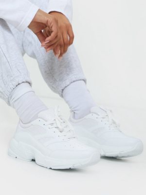 White Pu Scale Detail Air Hole Chunky Sneakers