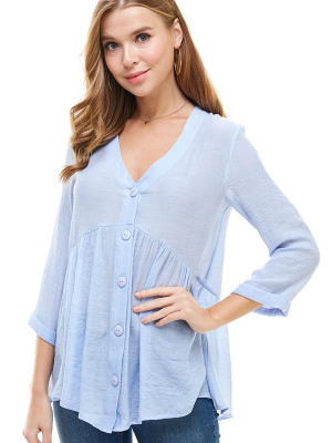 Gauze Button Front Tunic Top