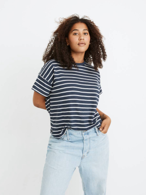 Whisper Cotton Rib-crewneck Tee In Mariner Stripe