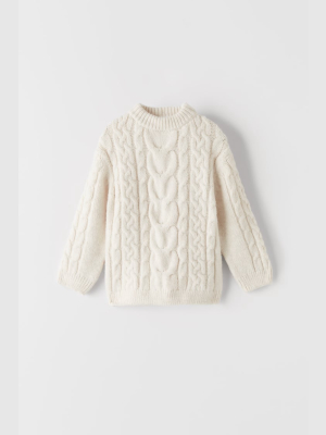 High Collar Cable Knit Sweater