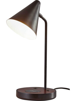 Orvault Wireless Charge Desk Lamp Black/walnut