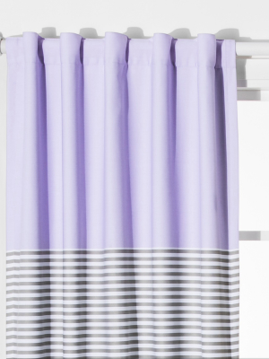 Colorblock Striped Blackout Curtain Panel Lavender - Pillowfort™