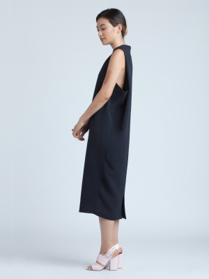 Dill High Collar Dress - Black Blue