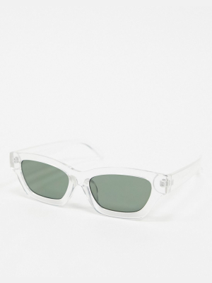 Aj Morgan Slim Angled Sunglasses In Clear