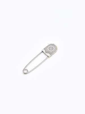 Safety Pin, Rosette Burst, Medium, Sterling