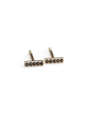 Petite Black Diamond Bar Studs