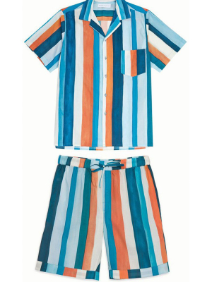 Men’s Cuban Pyjama Set Stripe Print Multi