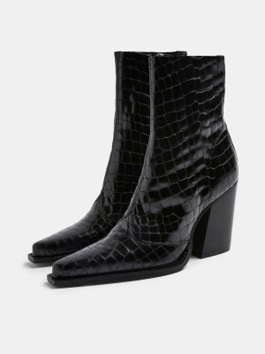 Hungary Black Crocodile Leather Western Boots