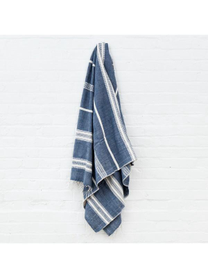 Aden Bath Towel - Navy + Natural