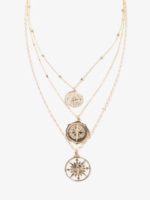 Sun Medallion Layered Necklace