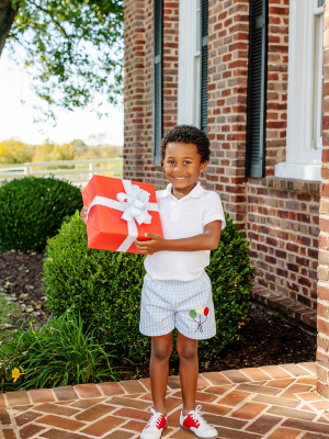 Shelton Shorts - Buckhead Blue Gingham With Balloon Applique