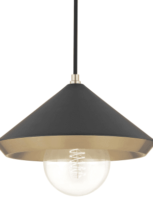 Marnie 1 Light Large Pendant - Aged Brass/black