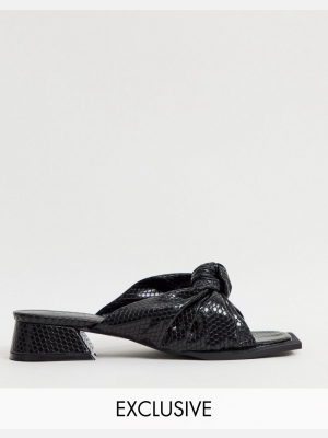 Z_code_z Exclusive Lana Vegan Mules In Black Lizard With Square Toe