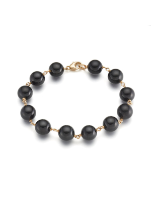 10mm Black Jade & Gold Bracelet