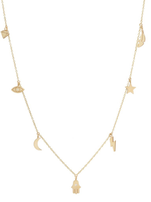 14k 7 Dangling Midi Bitty Charm Necklace