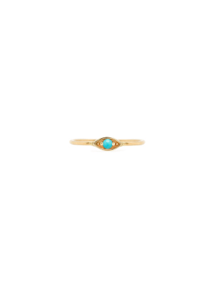 14k Large Turquoise Eye Ring