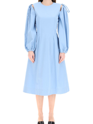 Msgm Puff Sleeve A-line Midi Dress