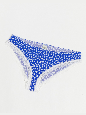 Monki Linnea Dot Print Brief In Blue