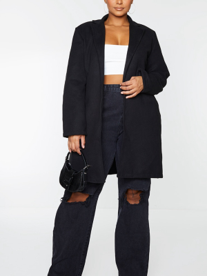 Plus Black Pocket Detail Coat