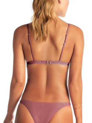 Vitamin A Carmen Ribbed Bikini Bottom In Dusty Rose