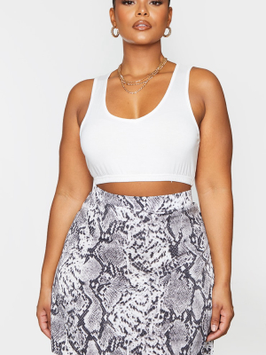 Plus Grey Snake Print Satin Bodycon Skirt