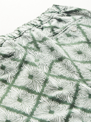 7" Italian Bahama Short In Geo Leaves Print