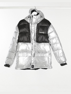Sixth June Oversized Technical Puffer Jacket In Silver