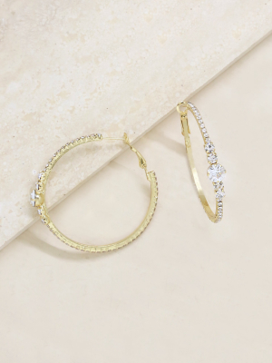 Hollywood Forever Crystal 18k Gold Plated Hoop Earrings