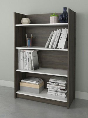 47.5" Chrono 4 Shelf Bookshelf Bark Gray/white - Nexera