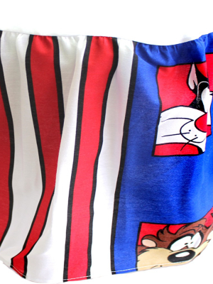 Full Bedskirt Tweety Sylvester Patriotic Stripe Bedding Accessory - Looney Tunes.