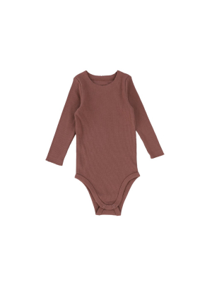 Lil Legs Ribbed Long Sleeve Onesie - Rosewood