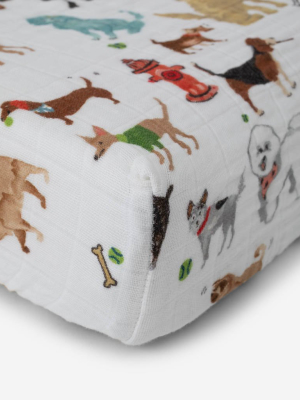 Cotton Muslin Changing Pad Cover - Woof