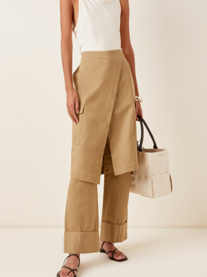 Chelsea Skirt-overlay Cotton Straight-leg Pants