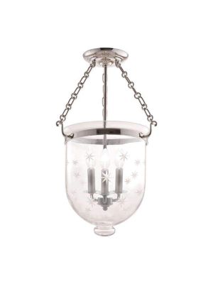 Hampton 3 Light Semi Flush Polished Nickel