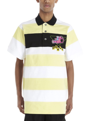 Prada Graphic Printed Striped Polo Shirt