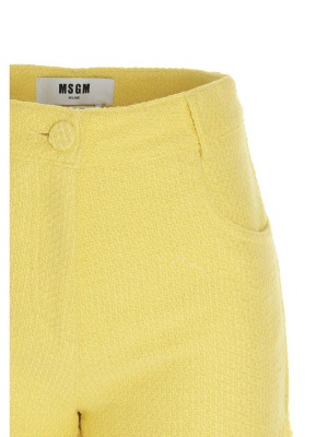 Msgm Fringed Tweed Shorts