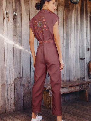 Gouyen Embroidered Cotton Gabardine Jumpsuit