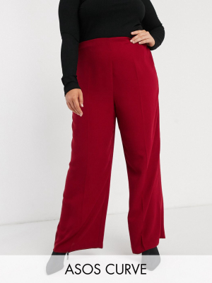 Asos Design Curve Wide Leg Pants With Clean High Waist