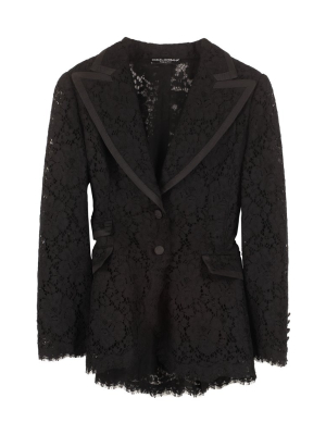 Dolce & Gabbana Lace Embroidered Single-breasted Blazer