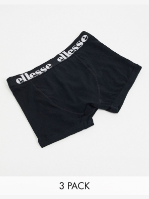 Ellesse 3 Pack Logo Waistband Trunks In Black