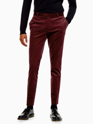 Burgundy Corduroy Super Skinny Fit Suit Pants